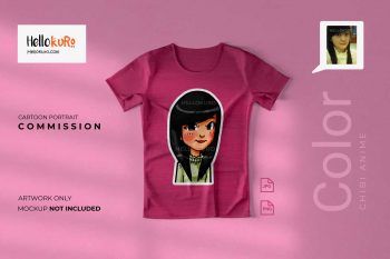 Chibi Anime Color (Half Body) - Custom Cartoon Portrait For Personalized Gift, Printable or Framed Wall Art by Hellokuro