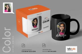 Chibi Anime Color (Half Body) - Custom Cartoon Portrait For Personalized Gift, Printable or Framed Wall Art by Hellokuro