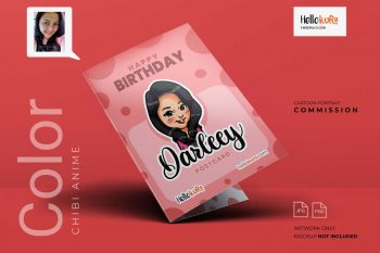 Chibi Anime Color (Half Body) - Custom Cartoon Portrait For Personalized Gift, Printable or Framed Wall Art by Hellokuro