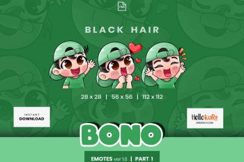 BONO ver 1 - Part 1 - Emotes for Streamer - Youtube, Discord, Twitch Emotes - Art by Hellokuro