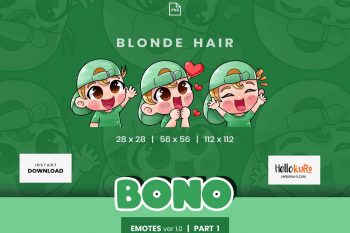 BONO ver 1 - Part 1 - Emotes for Streamer - Youtube, Discord, Twitch Emotes - Art by Hellokuro