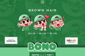 BONO ver 1 - Part 1 - Emotes for Streamer - Youtube, Discord, Twitch Emotes - Art by Hellokuro