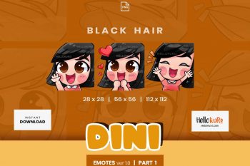 DINI ver 1 - Part 1 - Emotes for Streamer - Youtube, Discord, Twitch Emotes - Art by Hellokuro