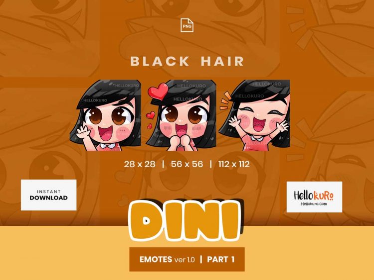 DINI ver 1 - Part 1 - Emotes for Streamer - Youtube, Discord, Twitch Emotes - Art by Hellokuro