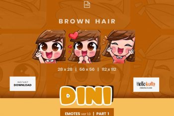 DINI ver 1 - Part 1 - Emotes for Streamer - Youtube, Discord, Twitch Emotes - Art by Hellokuro