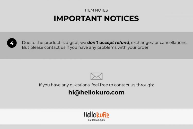 Important Notices of Hellokuro's Items