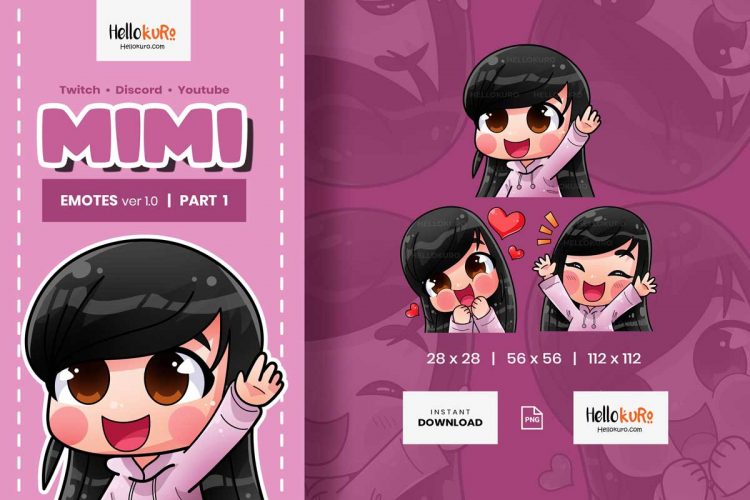 MIMI ver 1 - Part 1 - Emotes for Streamer - Youtube, Discord, Twitch Emotes - Art by Hellokuro