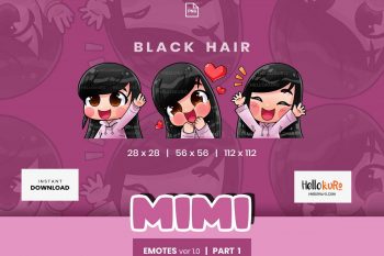 MIMI ver 1 - Part 1 - Emotes for Streamer - Youtube, Discord, Twitch Emotes - Art by Hellokuro