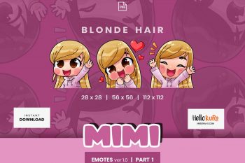 MIMI ver 1 - Part 1 - Emotes for Streamer - Youtube, Discord, Twitch Emotes - Art by Hellokuro