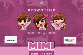 MIMI ver 1 - Part 1 - Emotes for Streamer - Youtube, Discord, Twitch Emotes - Art by Hellokuro