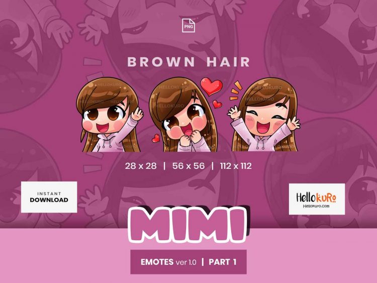 MIMI ver 1 - Part 1 - Emotes for Streamer - Youtube, Discord, Twitch Emotes - Art by Hellokuro