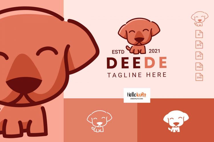 DEEDE - Cute Puppy Kids Dog Simple Mascot Cartoon Logo Design For Your Pet Store or Pet Shop Brand