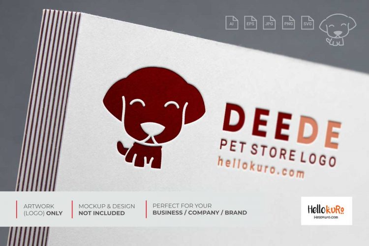 DEEDE - Cute Puppy Kids Dog Simple Mascot Cartoon Logo Design For Your Pet Store or Pet Shop Brand in Letterpress