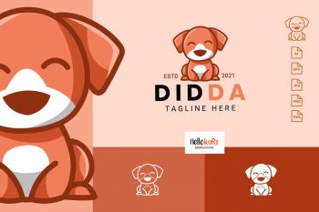 DIDDA - Cute Puppy Kids Dog Simple Mascot Cartoon Logo Design For Your Pet Store or Pet Shop Brand