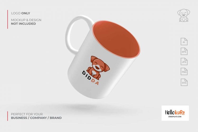 DIDDA - Cute Puppy Kids Dog Simple Mascot Cartoon Logo Design For Your Pet Store or Pet Shop Brand in Mug