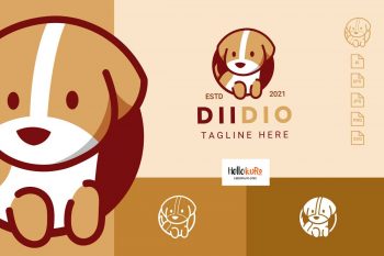 DIIDIO - Cute Puppy Kids Dog Simple Mascot Cartoon Logo Design For Your Pet Store or Pet Shop Brand